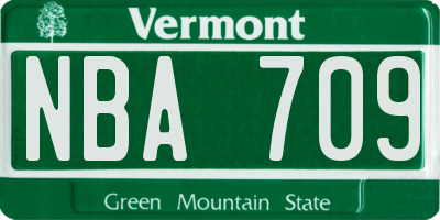 VT license plate NBA709