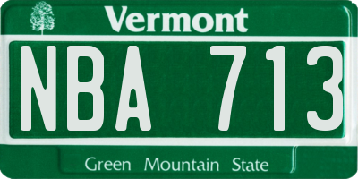 VT license plate NBA713