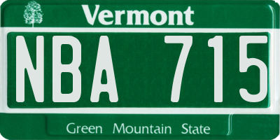 VT license plate NBA715