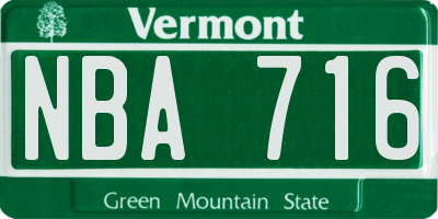 VT license plate NBA716