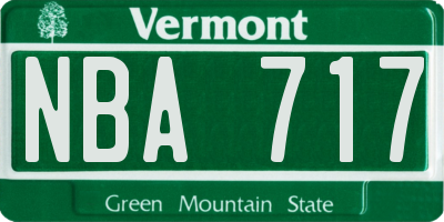 VT license plate NBA717