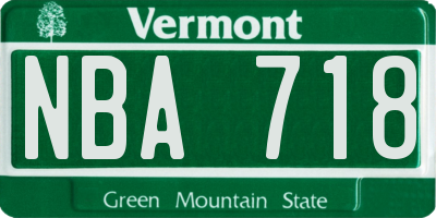 VT license plate NBA718