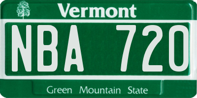 VT license plate NBA720