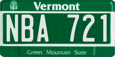VT license plate NBA721