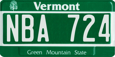 VT license plate NBA724