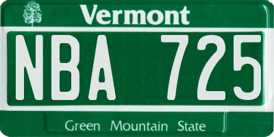 VT license plate NBA725