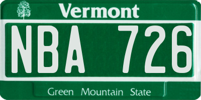 VT license plate NBA726