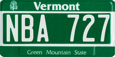 VT license plate NBA727