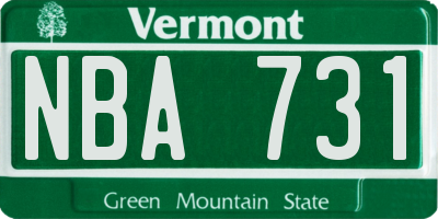 VT license plate NBA731