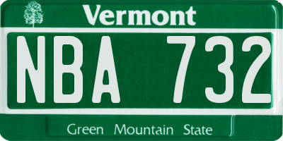 VT license plate NBA732