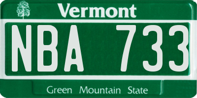 VT license plate NBA733