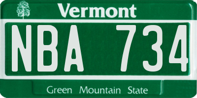 VT license plate NBA734