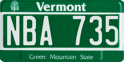 VT license plate NBA735