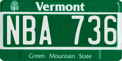 VT license plate NBA736