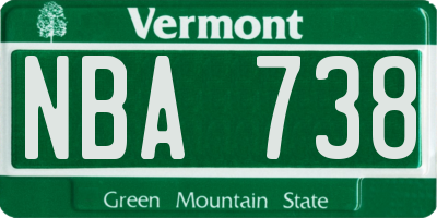 VT license plate NBA738
