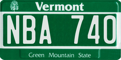 VT license plate NBA740
