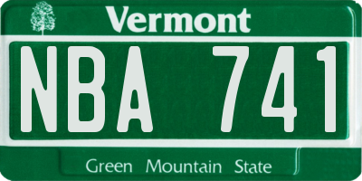 VT license plate NBA741