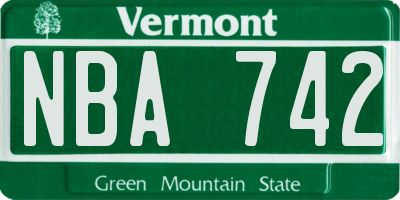 VT license plate NBA742
