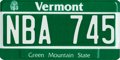 VT license plate NBA745