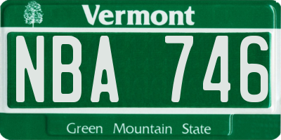 VT license plate NBA746