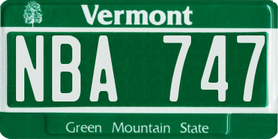 VT license plate NBA747