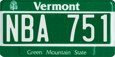 VT license plate NBA751