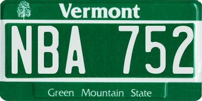 VT license plate NBA752
