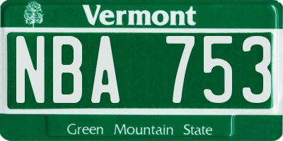 VT license plate NBA753