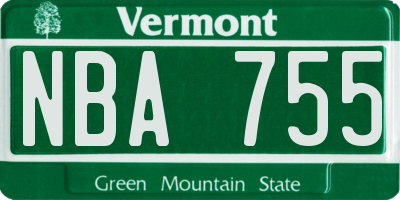 VT license plate NBA755
