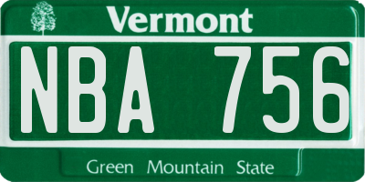 VT license plate NBA756