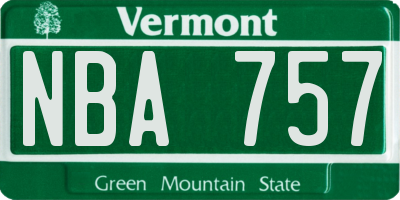 VT license plate NBA757