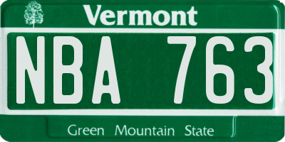 VT license plate NBA763