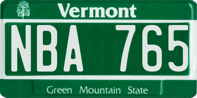 VT license plate NBA765