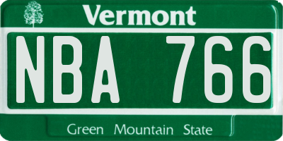 VT license plate NBA766