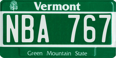VT license plate NBA767