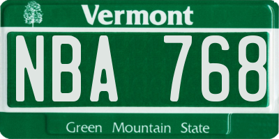 VT license plate NBA768