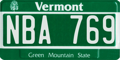 VT license plate NBA769