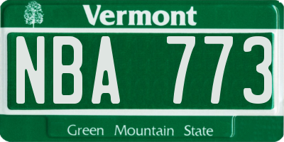 VT license plate NBA773