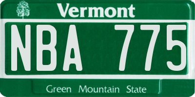 VT license plate NBA775