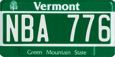 VT license plate NBA776
