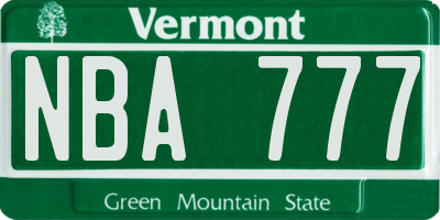 VT license plate NBA777