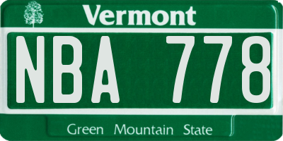 VT license plate NBA778