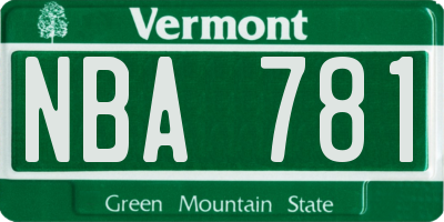 VT license plate NBA781