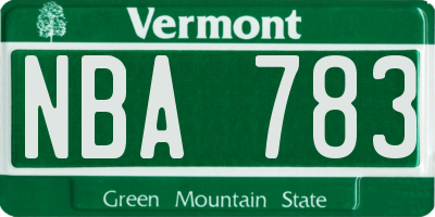 VT license plate NBA783