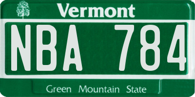 VT license plate NBA784