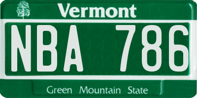 VT license plate NBA786