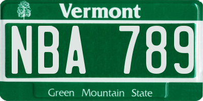 VT license plate NBA789