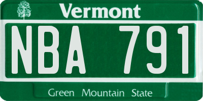 VT license plate NBA791