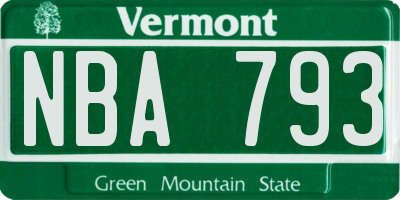 VT license plate NBA793