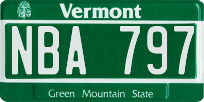 VT license plate NBA797